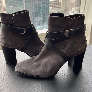 NWOT: Tod’s Gray Suede Booties with Ankle Strap